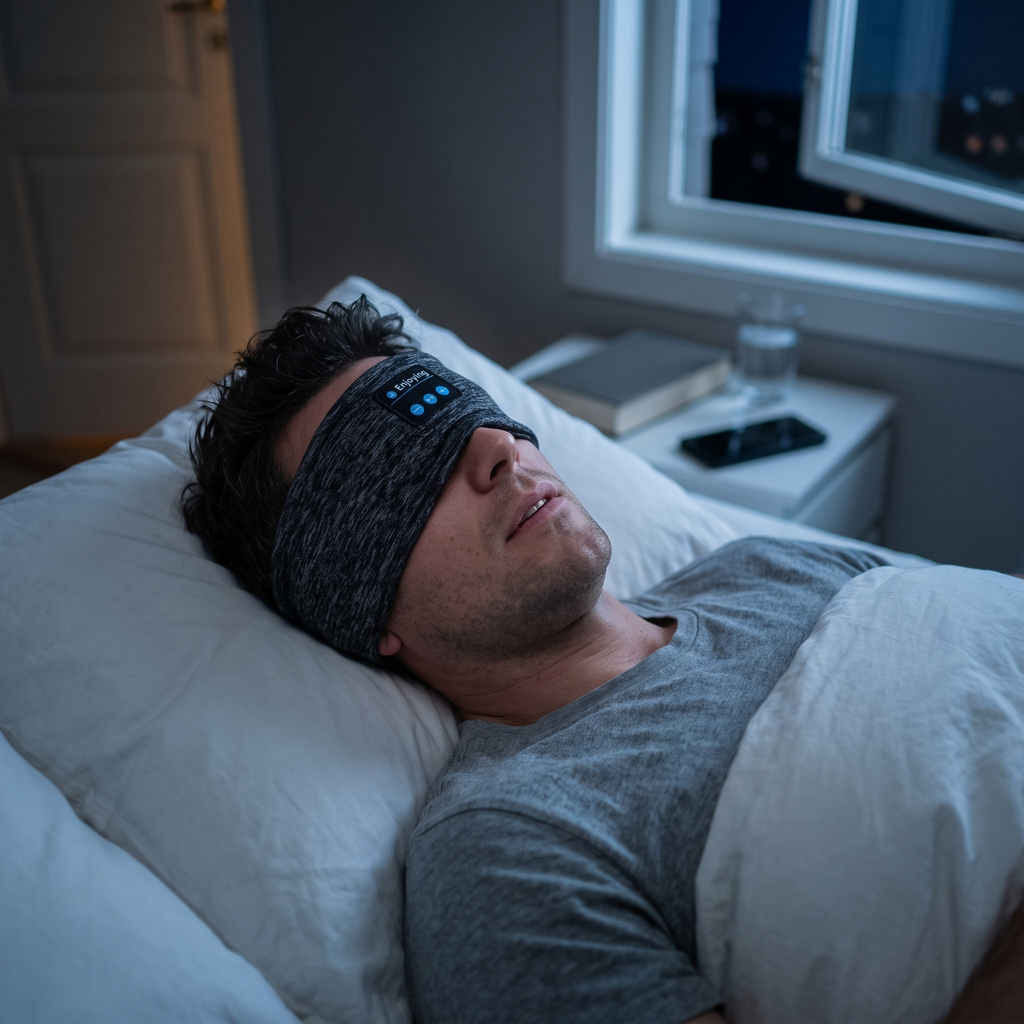 Wearing the sleep band on his back at night